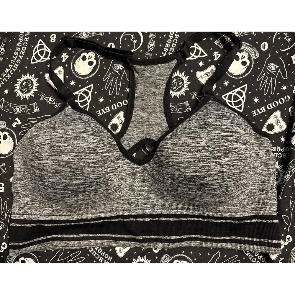 Smart & Sexy Grey and Black High‎ Impact Sports Bra, Large